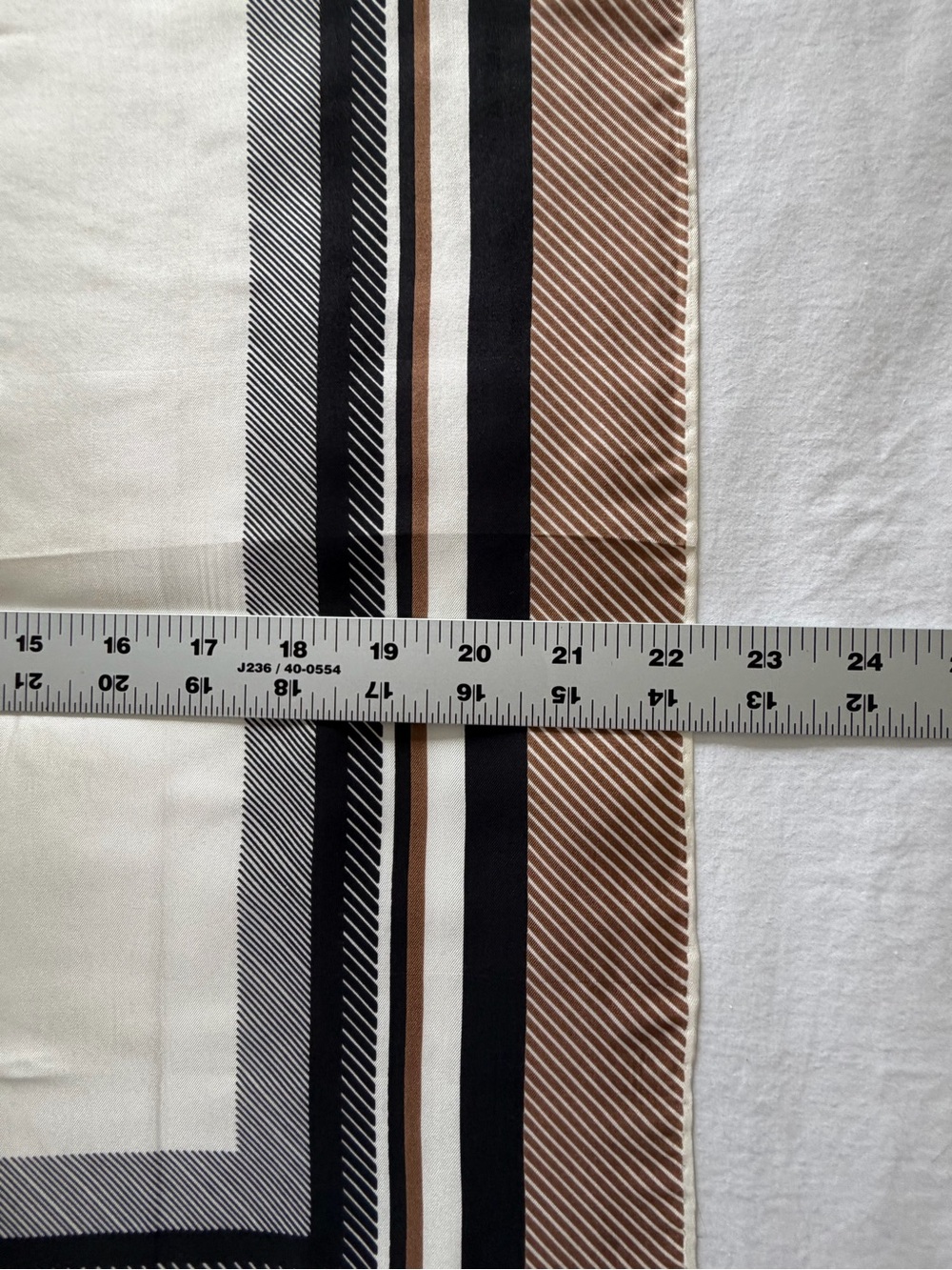 Echo Vintage Echo signed rolled-edge silk scarf featuring a brown, black, and wh - Picture 10 of 10
